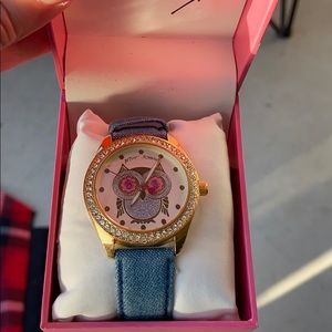 Betsey Johnson Owl denim watch